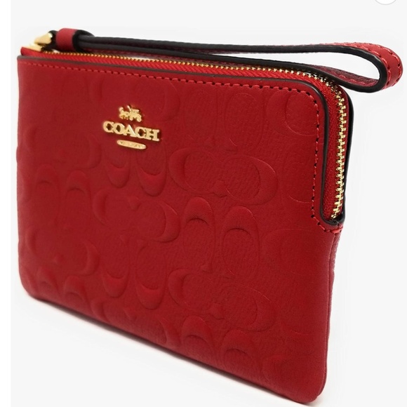 COACH Corner Zip Wristlet - Red - Picture 2 of 6
